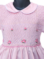 Robe smocks manches ballons en coton piqué rose