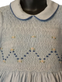 Robe smocks manches ballons en coton piqué bleu ciel